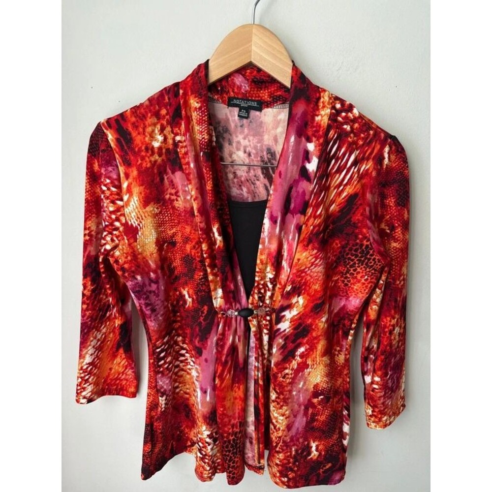 Notations Petite Abstract Animal Print Cardigan Top PS